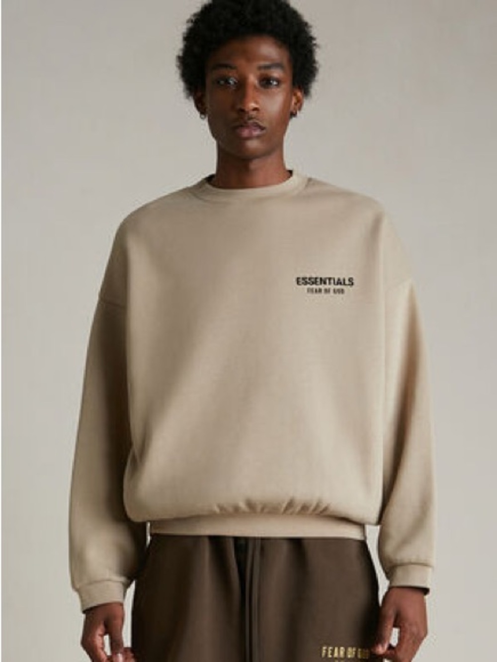 ESSENTIALS Fear of God Men's Crewneck Sweatshirt in Desert Sand